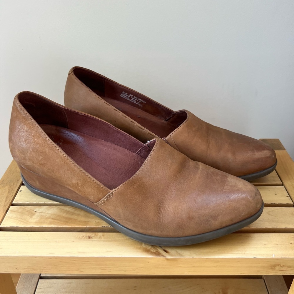 Dansko Brown Leather Slip-On Wedge Shoes